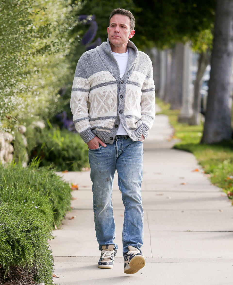 Ben Affleck Rocks Gray Cardigan