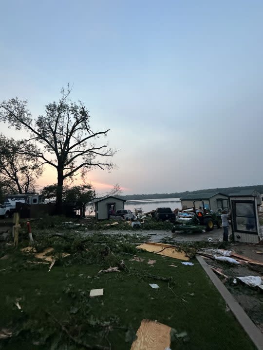 Storm damage at the Lake Palestine Marina Resort