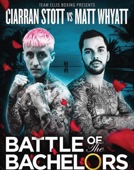 A poster for a boxing match between Bachelor In Paradise stars Ciarran Stott and Matt Whyatt