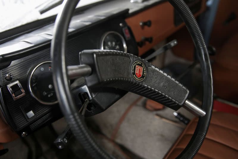 FILE PHOTO: Steering wheel of a 1977 ARO car, belonging to late Romanian Communist leader Nicolae Ceausescu is pictured in Bucharest