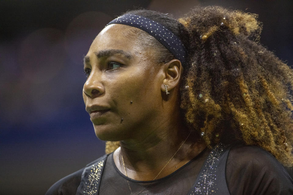 Serena Williams during her match against Anett Kontaveit during the US Open Tennis Championship 2022 on August 31 in New York City. (Photo by Tim Clayton/Corbis via Getty Images)