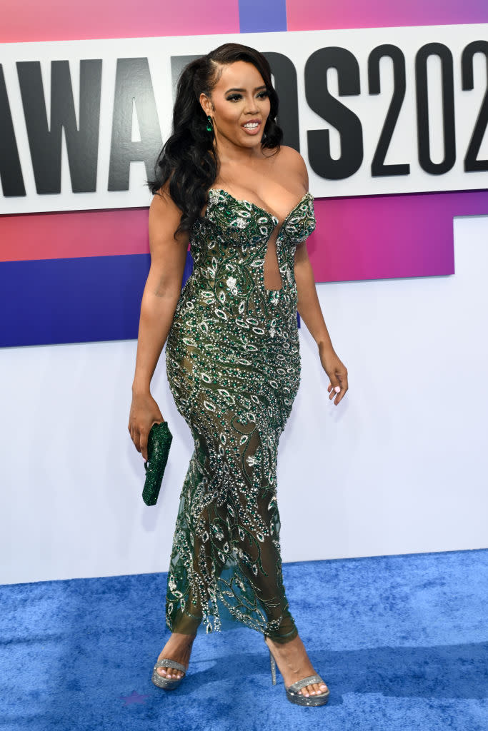 Angela Simmons at the 2024 BET Awards on June 30 in Los Angeles, gun purse, red carpet