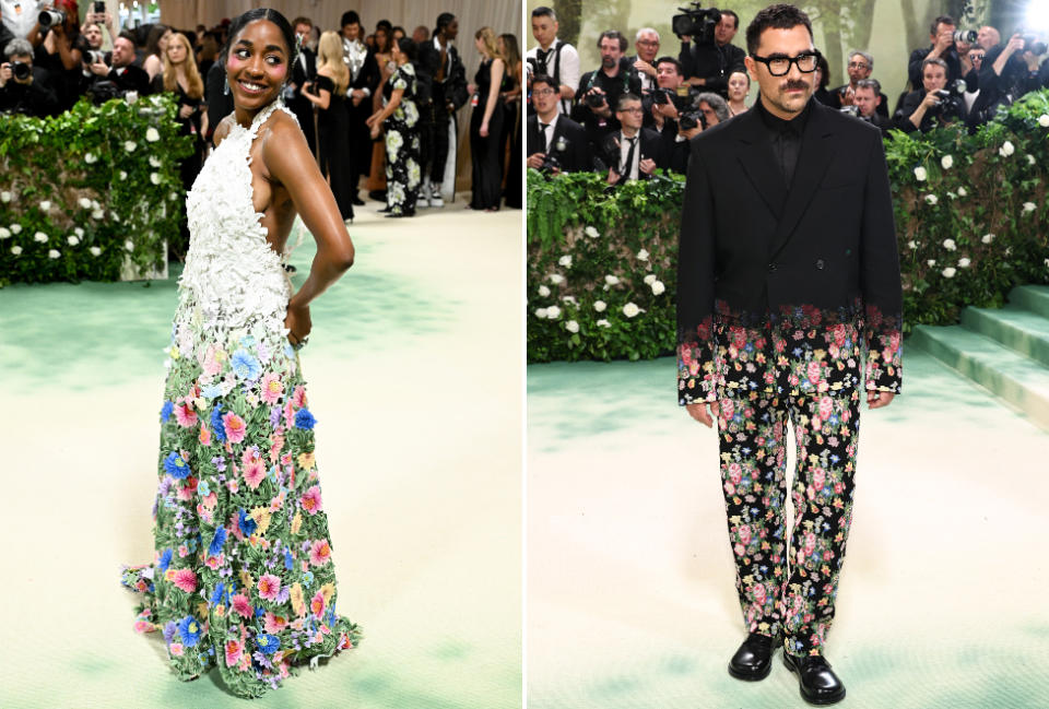 Ayo Edebiri and Dan Levy at the 2024 Met Gala: "Sleeping Beauties: Reawakening Fashion" held at The Metropolitan Museum of Art on May 6, 2024 in New York City