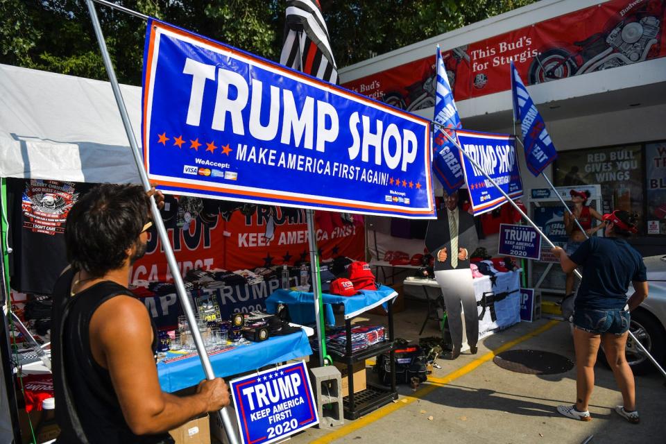 Trump merchandise for sale at Sturgis rally 2020