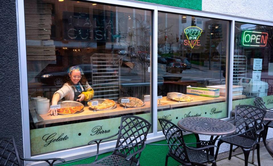 You can’t miss APIZZA and its Italian-flag facade at 821 Pacific Ave. in downtown Tacoma, where pizza-by-the-slice beckons from the large windows.