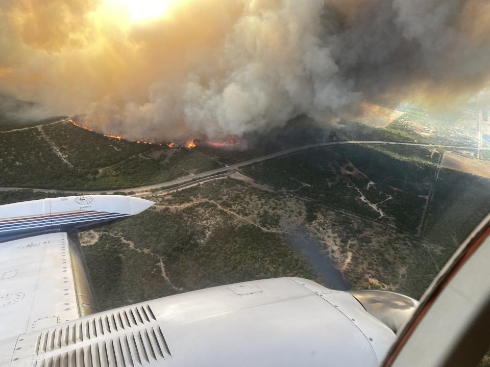 View of the Mesquite Heat Fire southwest of View from the air Wednesday, May 18, 2022.