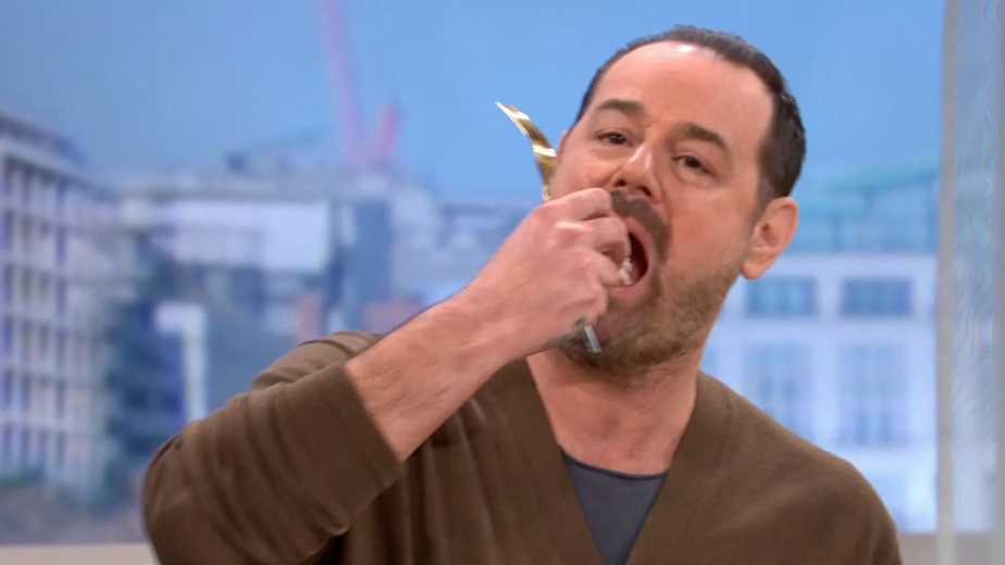 Danny Dyer through John Torode's peas were hard. (ITV screengrab)