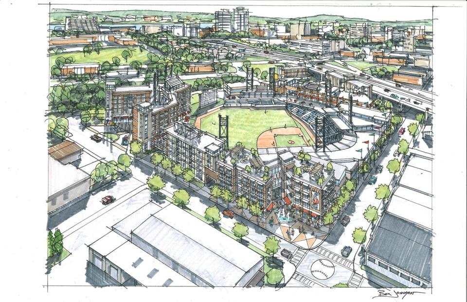 The Tennessee Smokies stadium will anchor a retail, restaurant and residential development modeled after Wrigleyville, the northside Chicago neighborhood that surrounds Wrigley Field, home of the Chicago Cubs.