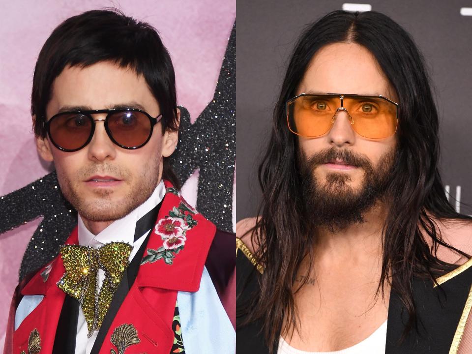 jared leto with short hair on the left and long hair on the right