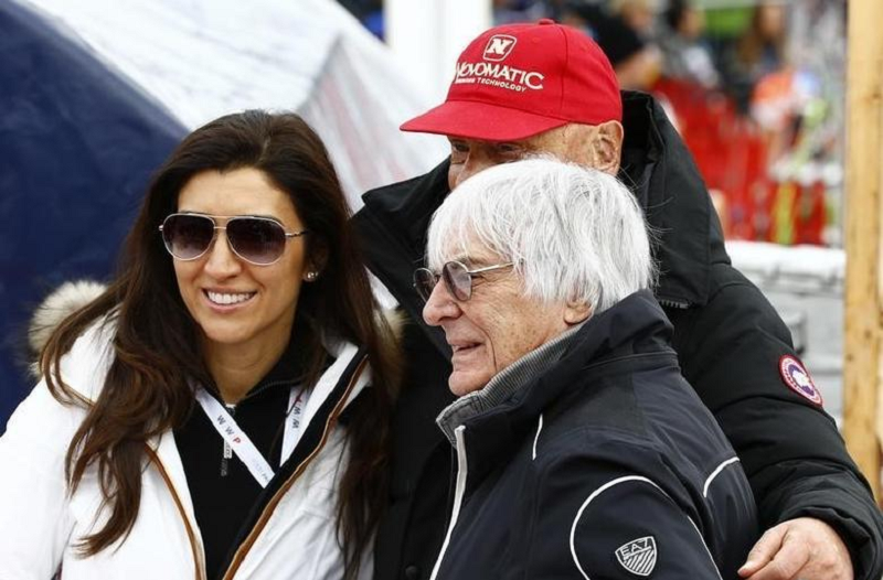 Former Formula 1 boss Bernie Ecclestone (right) will be welcoming his first son with wife Fabiana Flosi (left) this July. The baby will be his fourth child from three marriages. — Reuters pic