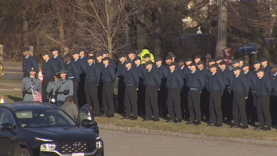 Hundreds gather for the funeral of fallen Waltham Police Officer Paul Tracey