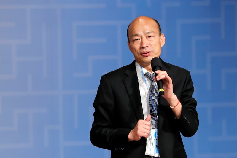 Kaohsiung Mayor Han Kuo-yu speaks during a forum in Taipei