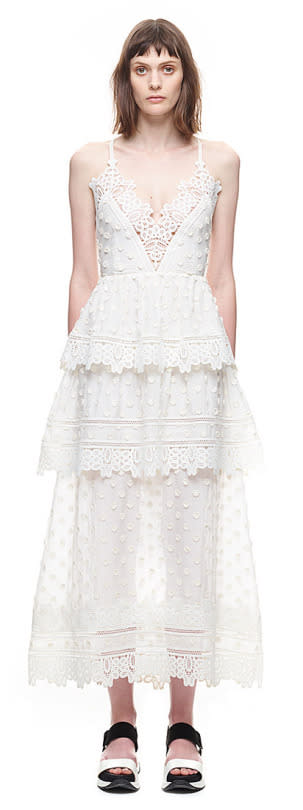 Self-Portrait Ivy Lace Trim Midi Dress, $430