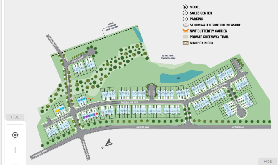 A map of Magnolia Townes, which is being built by one of the nation’s largest homebuilders, Taylor Morrison. It has partially opened on Sweetbay Tree Drive off Lake Glad Road.