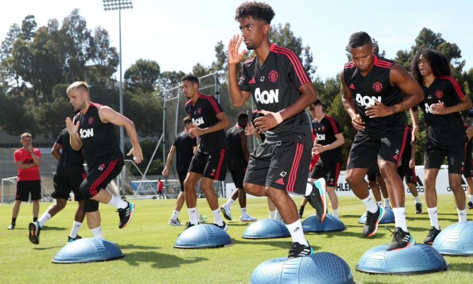 Manchester United train in Los Angeles for the first match of their US tour against Club América.