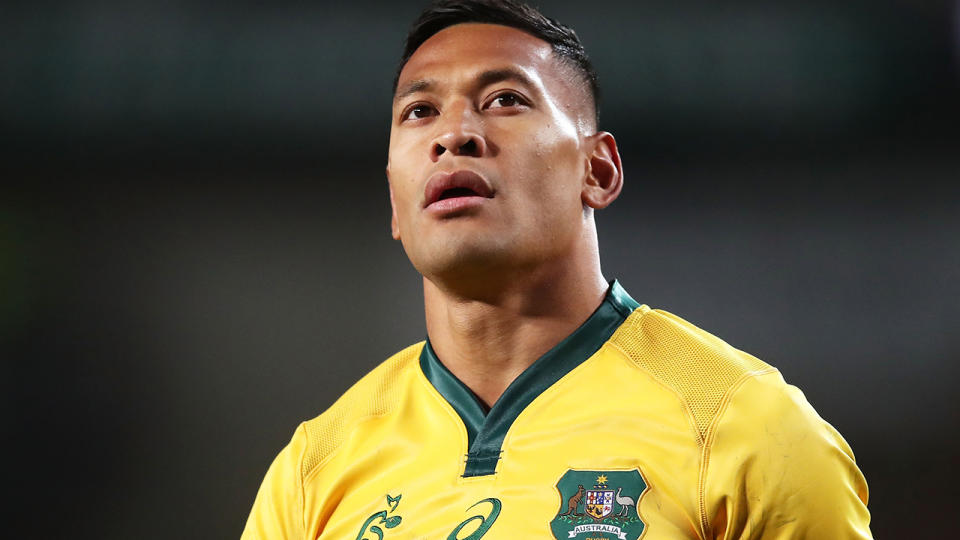 Israel Folau, pictured here in action for the Wallabies in 2018.