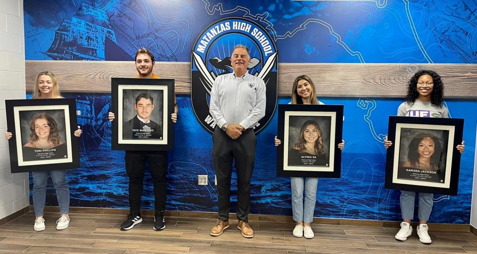 Matanzas High School award recipients: Citizenship Award Winner Tori Phillips, Principal’s Award Winner Tate Winecoff, Pirate Award Winner Alyssa Sa, and Scholarship Award Winner Karissa Jackson.