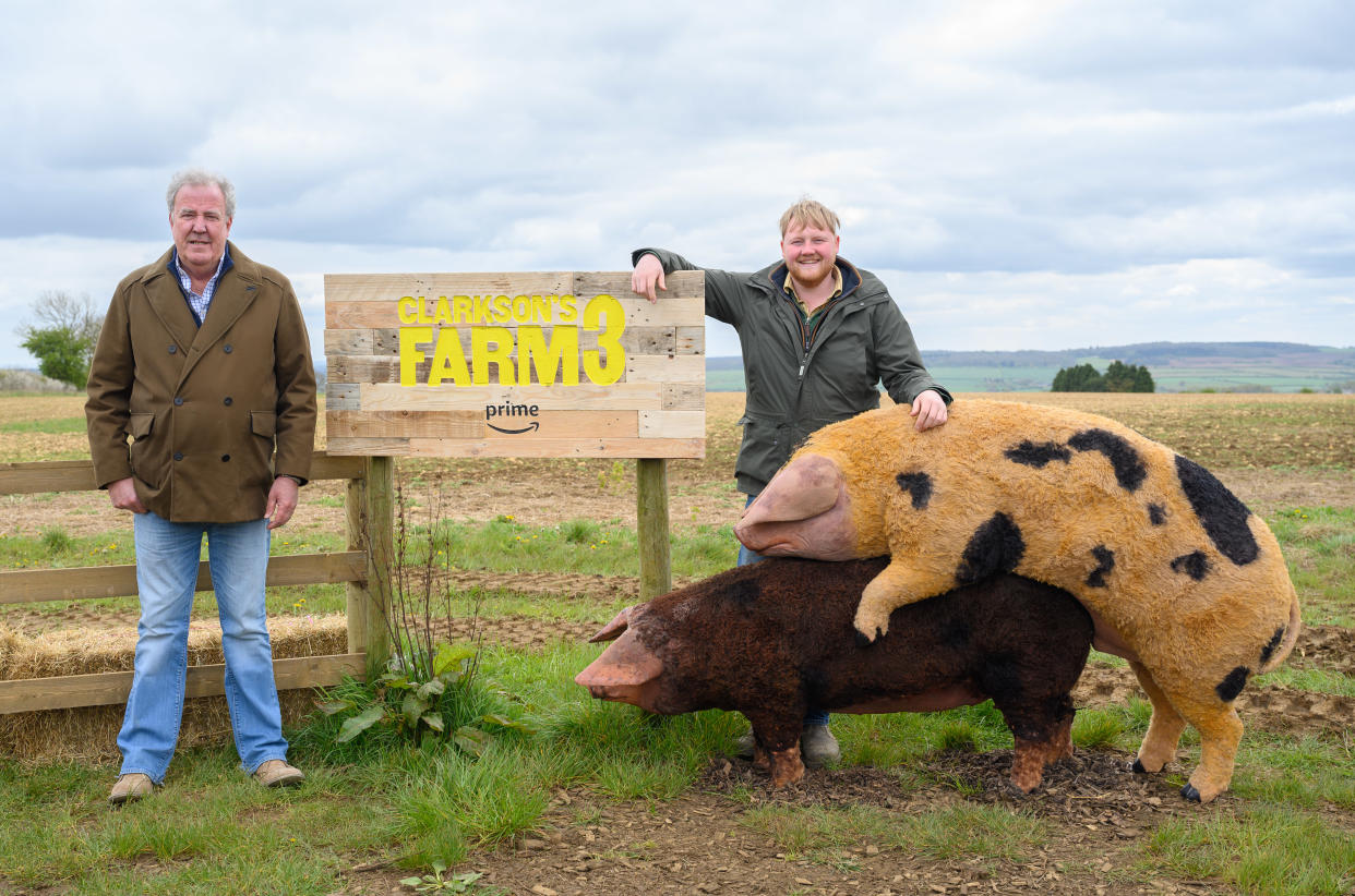 Jeremy Clarkson and Kaleb at Clarkson's Farm S3 launch (Prime Video)