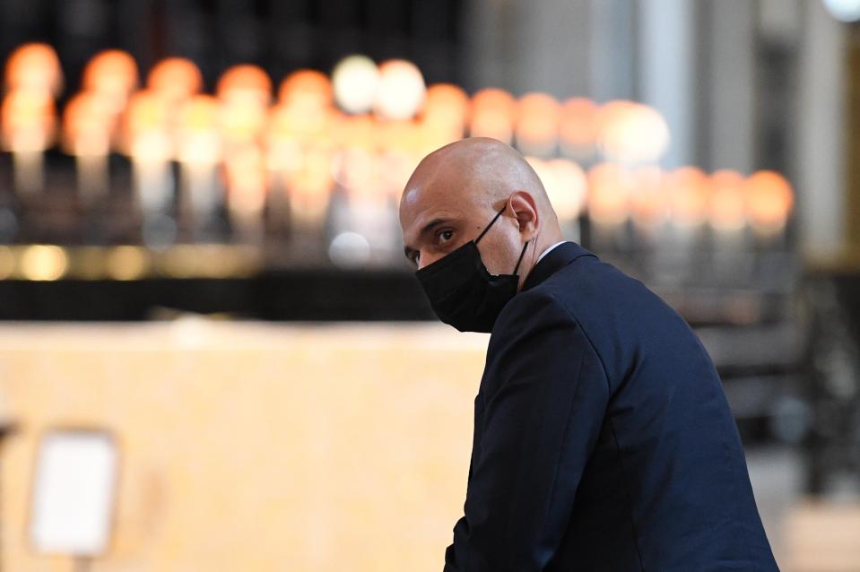 Health Secretary Sajid Javid leaves following the NHS service of commemoration and thanksgiving to mark the 73rd birthday of the NHS at St Paul’s Cathedral, London (Stefan Rousseau/PA) (PA Wire)