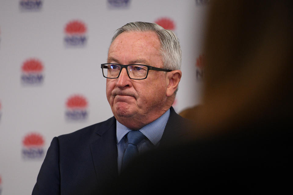 NSW Health Minister Brad Hazzard addresses media in Sydney.