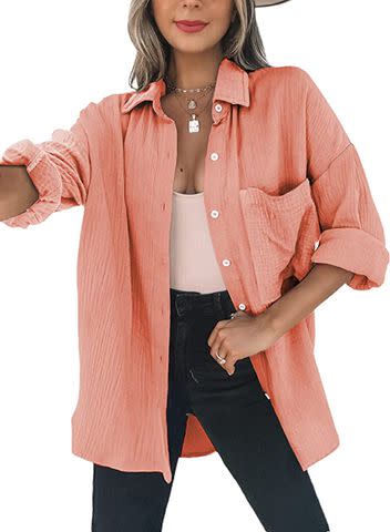 Dokotoo Womens Color Block Button Down Shirts