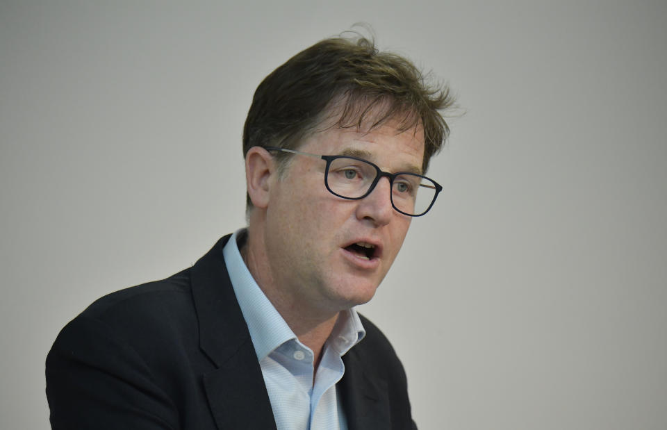 Facebook's vice president Nick Clegg holds a speech at the Hertie School of Governance in Berlin on June 24, 2019. (Photo by Tobias SCHWARZ / AFP)        (Photo credit should read TOBIAS SCHWARZ/AFP/Getty Images)