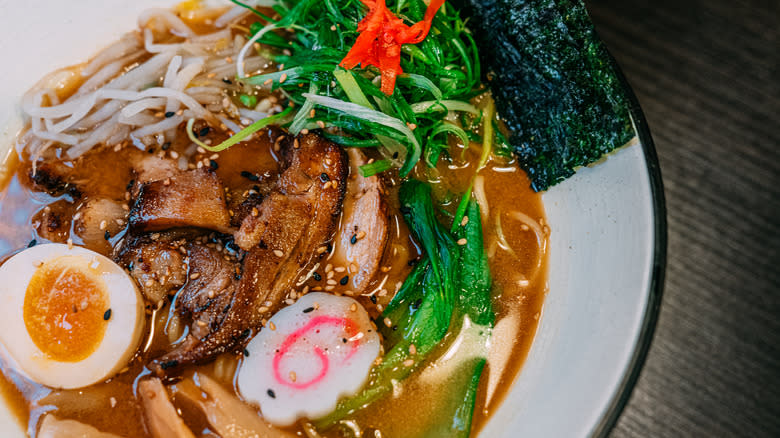 Close-up of tonkotsu ramen