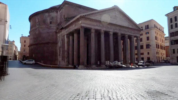 The Pantheon in Rome typically welcomes seven million visitors a year. 2020 is not a typical year.  / Credit: CBS News