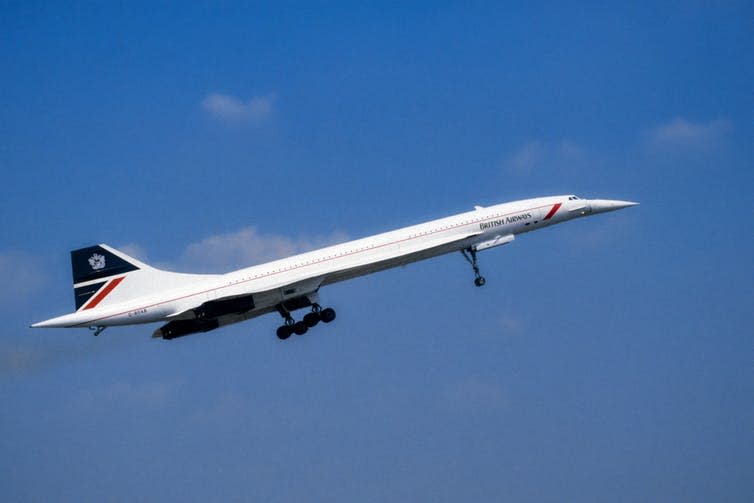 <span class="caption">Flying high.</span> <span class="attribution"><a class="link " href="https://www.shutterstock.com/image-photo/fairford-gloucester-uk-07201996-british-airways-1015766410?src=vZHVsRxxUlu-ubTn3FtxmQ-1-1" rel="nofollow noopener" target="_blank" data-ylk="slk:John Selway/Shutterstock;elm:context_link;itc:0;sec:content-canvas">John Selway/Shutterstock</a></span>