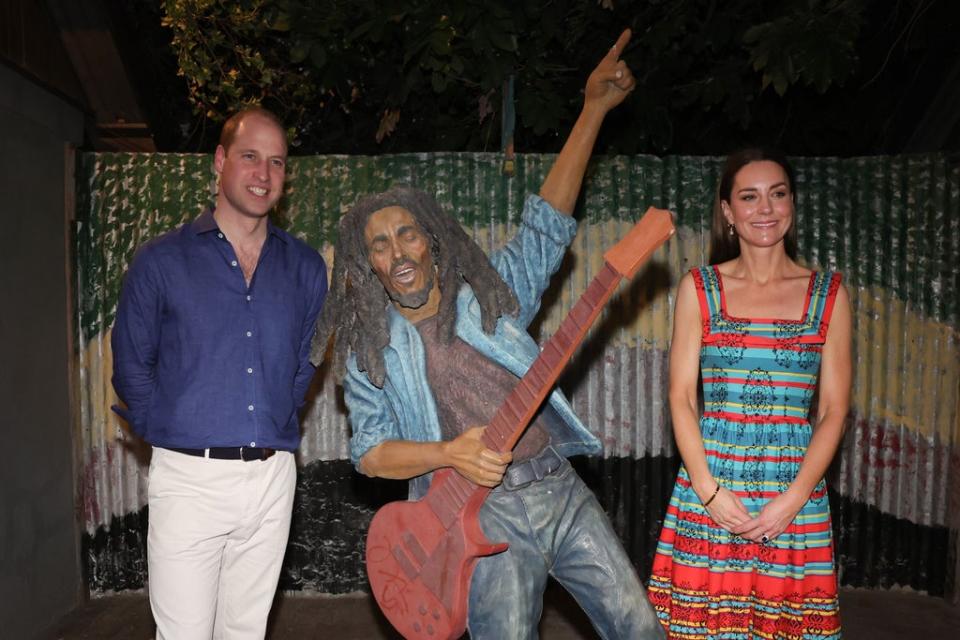 The Duke and Duchess of Cambridge during a visit to the Trench Town Culture Yard Museum (PA)