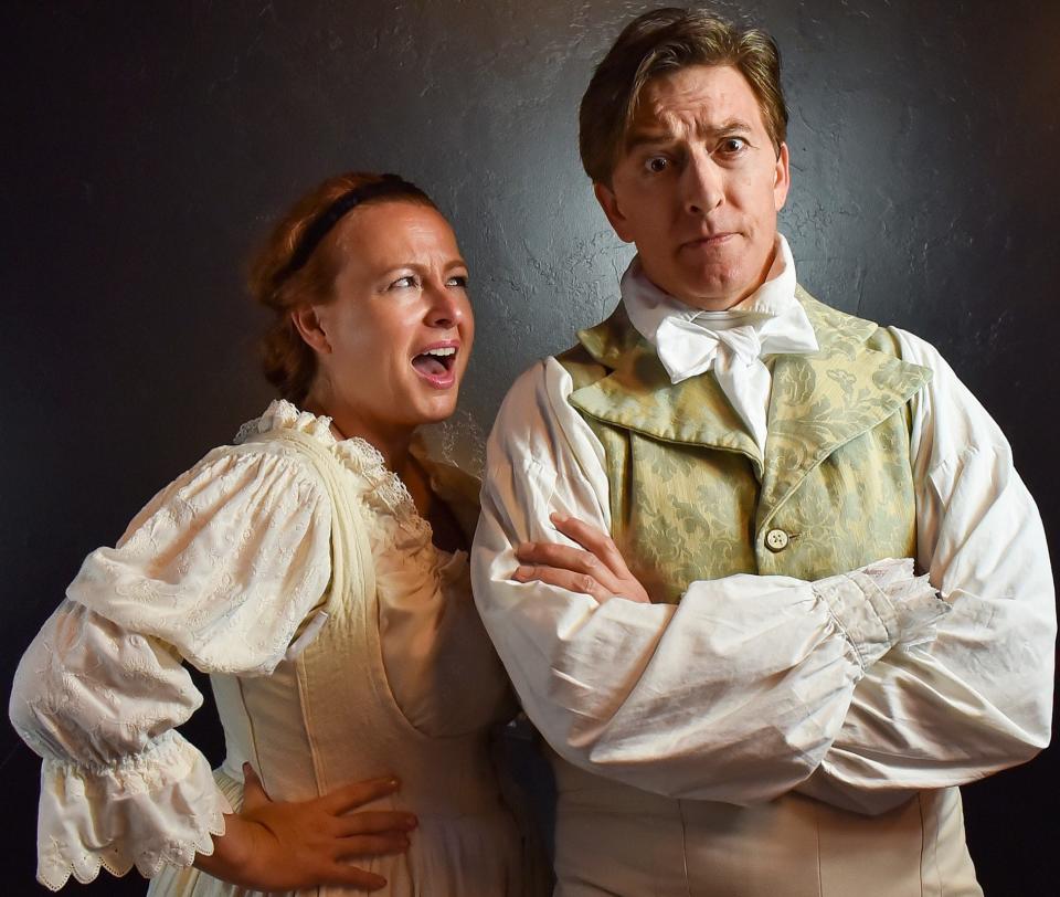 From left, Amanda Lee stars as Beatrice and Wil Rogers as Benedick in Oklahoma Shakespeare in the Park's June 8-18 production of "Much Ado About Nothing" in the Paseo Arts District.