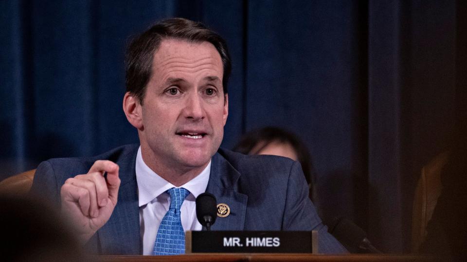 Mandatory Credit: Photo by ANDREW HARRER/POOL/EPA-EFE/Shutterstock (10482031aq)Representative Jim Himes, a Democrat from Connecticut, questions witnesses during a House Intelligence Committee impeachment inquiry hearing in Washington, DC, USA, 21 November 2019.