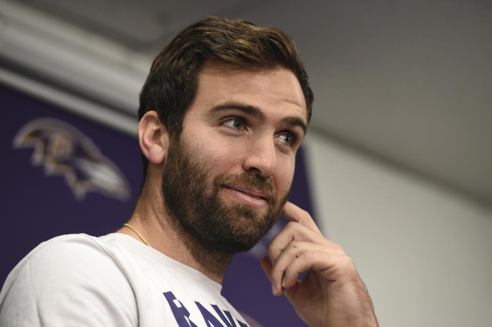 Joe Flacco has jokes, and it has nothing to do with being 
