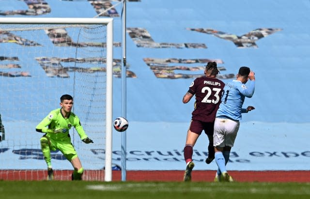 Ferran Torres (right) scores the equaliser 