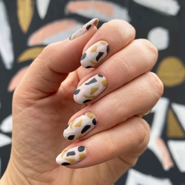 6) This Terrazzo Gel Nail Pattern