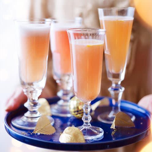 <p>Sparkling white wine and either passion fruit or cranberry juice make this crowd-pleasing cocktail. </p><p><strong>Recipe: <a href="https://www.goodhousekeeping.com/uk/food/recipes/a535103/fruity-fizz/" rel="nofollow noopener" target="_blank" data-ylk="slk:Fruity Fizz;elm:context_link;itc:0;sec:content-canvas" class="link ">Fruity Fizz</a></strong></p>