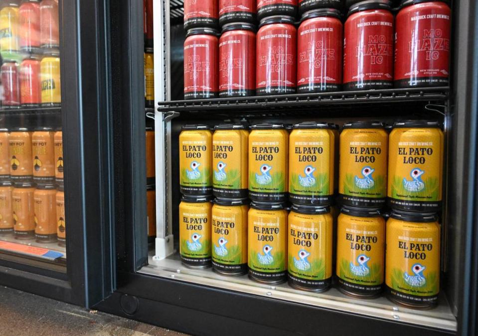 El Pato Loco beers and others are for sale in cans at Mad Duck’s newest location at Maple and Copper avenues in north Fresno. CRAIG KOHLRUSS/ckohlruss@fresnobee.com