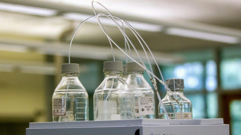 Equipment used to test for perfluoroalkyl and polyfluoroalkyl substances, aka PFAS, in drinking water at Trident Laboratories in Holland, Michigan in 2018. 