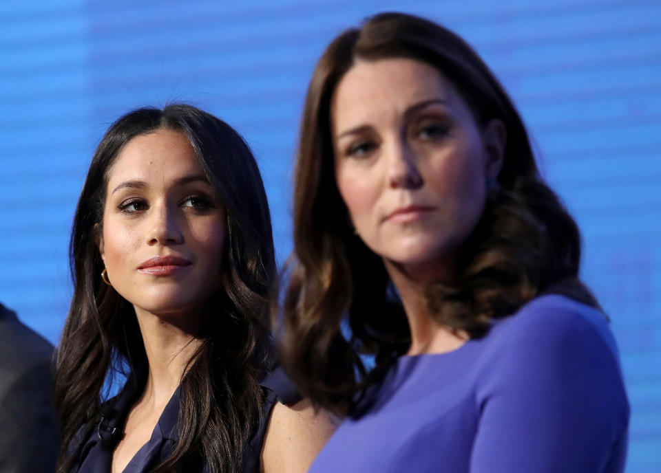 Meghan Markle and Kate Middleton, Duchess of Cambridge, attend the first annual Royal Foundation Forum