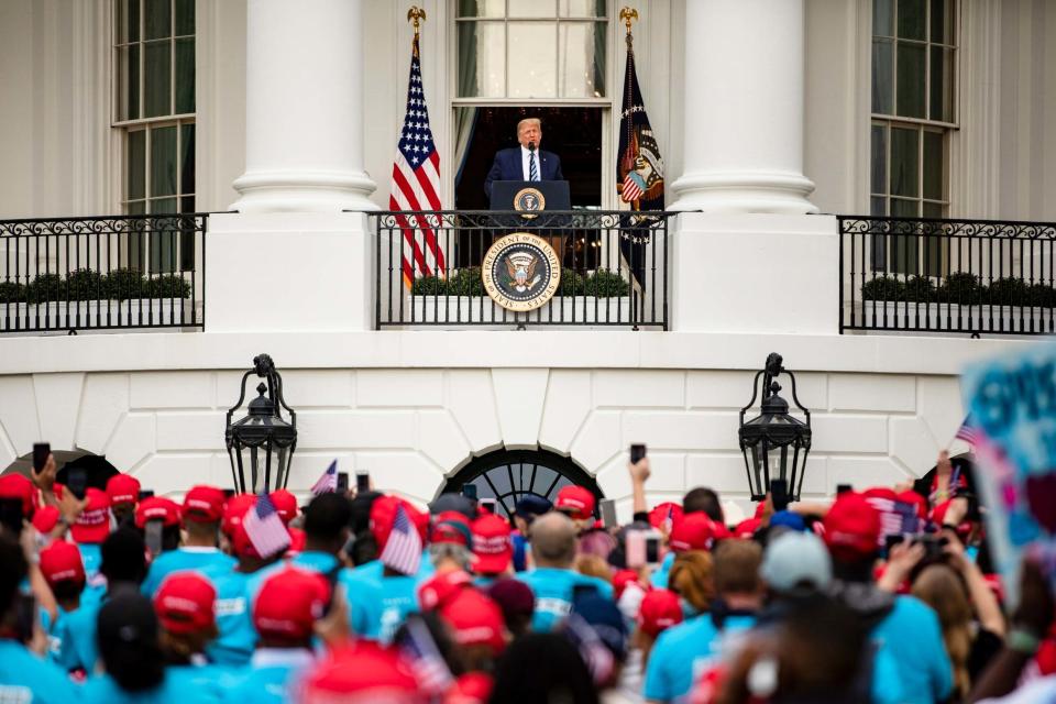 The US President spoke for just 15 minutes (Getty Images)