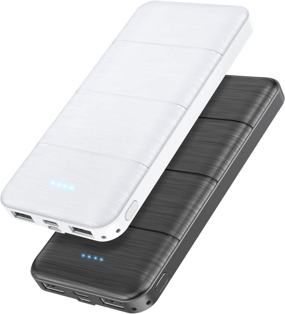 white and black portable chargers