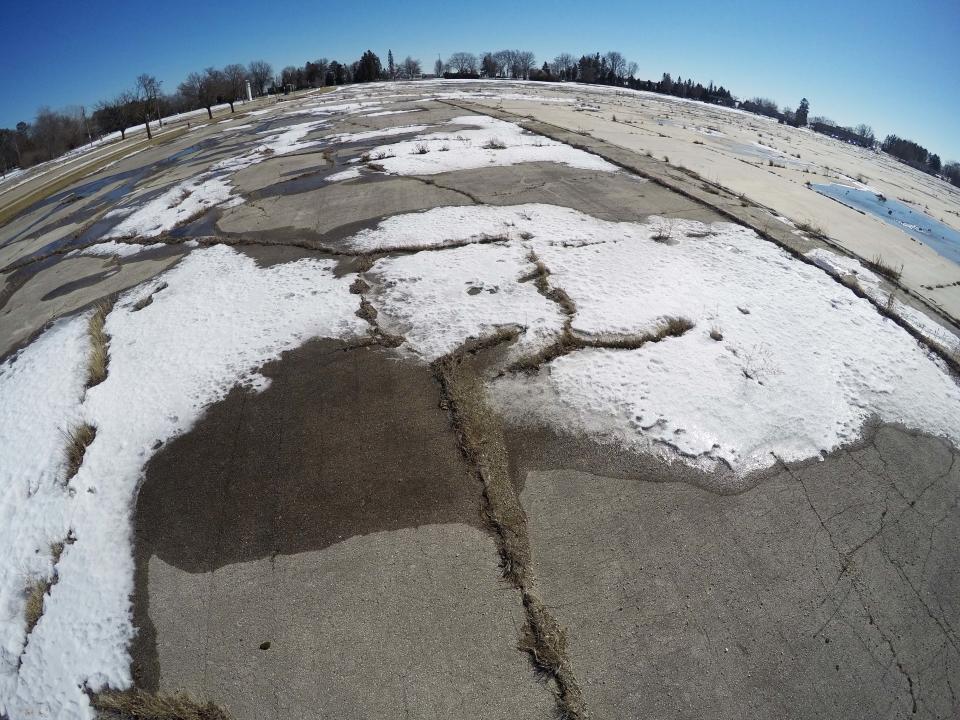 A view of where the mall once stood, Tuesday, March 2, 2021, in Manitowoc, Wis.