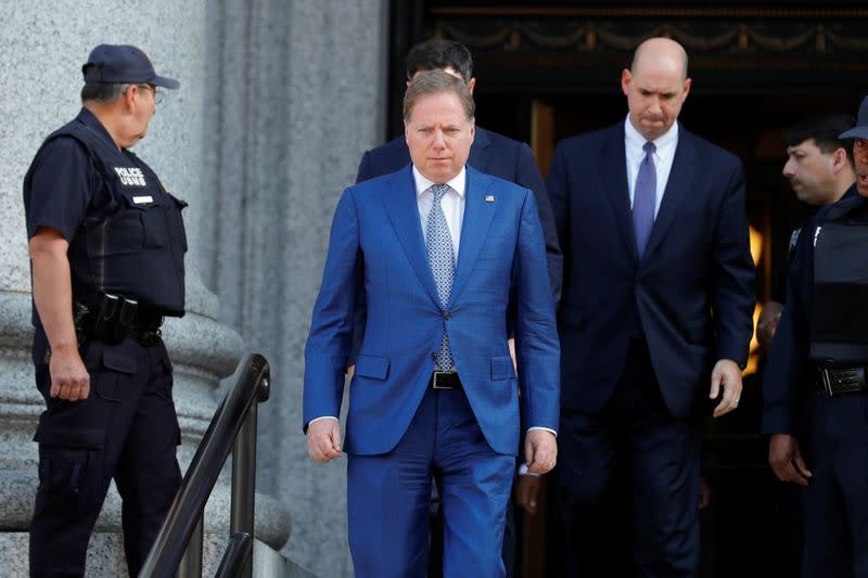Geoffrey Berman, United States Attorney for the Southern District of New York departs after pleading guilty for Chris Collins, former U.S. Representative for New York's 27th congressional district, after a hearing at the Federal Court in New York City