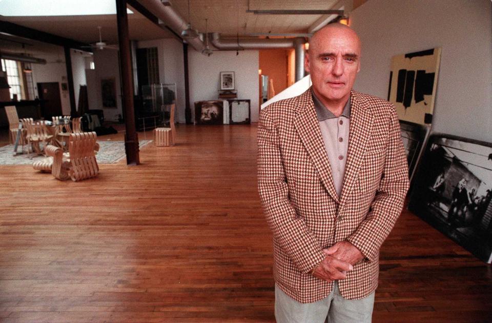 Dennis Hopper in this file photo in his Masonic Temple building apartment.