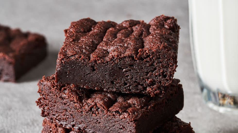 stack of vegan brownies