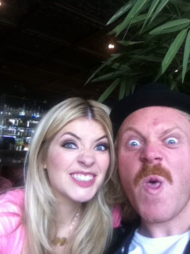 Celebrity photos: Holly Willoughby and Keith Lemon posed for this Twitpic as they hung out together backstage at Celebrity Juice.