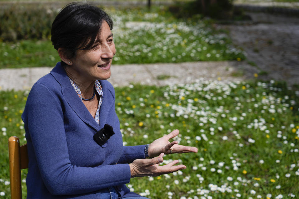 Doctor Loredana Moretti is interviewed by The Associated Press inside the Chicco community of L'Arche, an International charity that helps people with intellectual disabilities, in Ciampino, near Rome, Wednesday, March 22, 2023. The findings of expert reports commissioned by L’Arche itself reveal that their founder, Jean Vanier, perverted Catholic doctrine to justify his own sexual compulsions and abuse women and that the movement he created had at its core a secret, a mystical-sexual “sect” founded for the precise purpose of hiding the sect’s deviant activities from church authorities. (AP Photo/Gregorio Borgia)