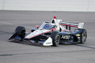 Josef Newgarden races his car during the IndyCar Series auto race Friday, July 17, 2020, at Iowa Speedway in Newton, Iowa. (AP Photo/Charlie Neibergall)