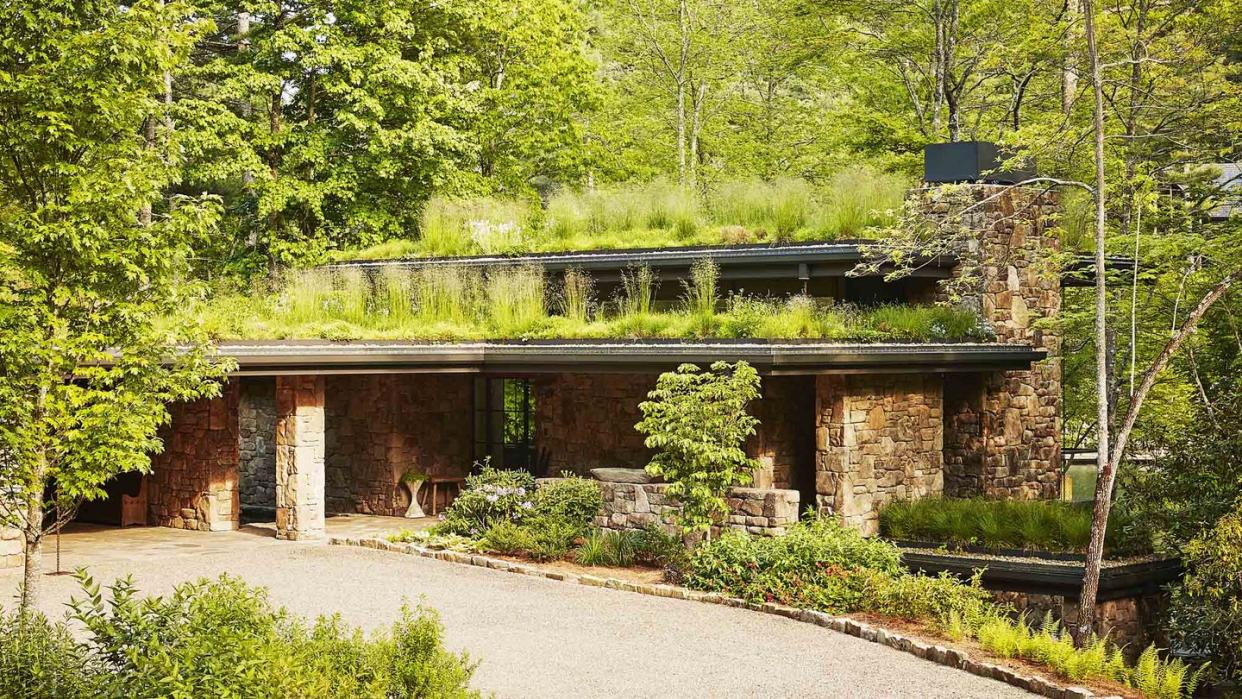 exterior of house with living garden roof