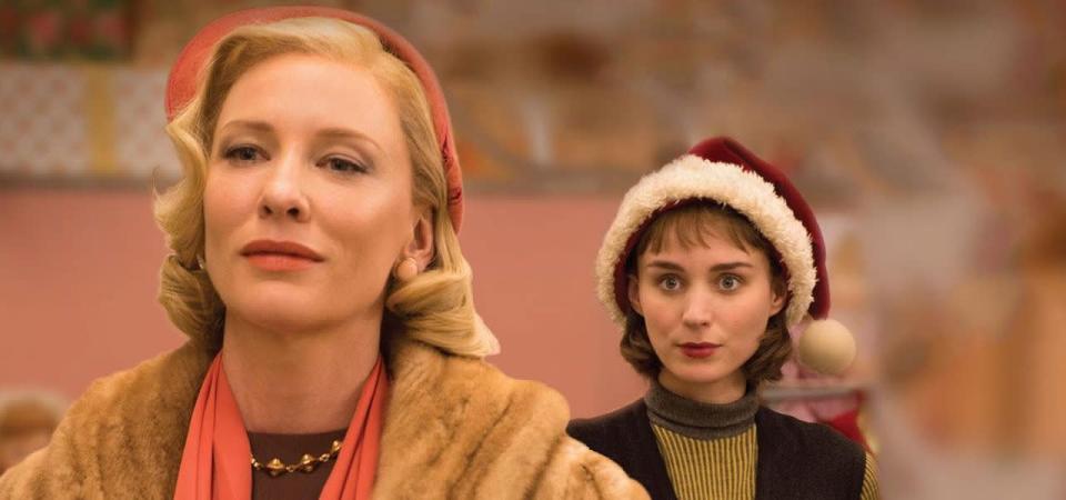 <p>Technically, <em>Carol </em>is a Christmas romance. Cate Blanchett plays a New Jersey housewife rattling around in a big, cold house. Her life is filled up by a chance meeting with Therese (Rooney Mara) in a department store one Christmas. Their connection is undeniable—but can they find a place in the world that will accept them? Todd Haynes directed this adaptation of <a href="https://www.amazon.com/Price-Salt-Patricia-Highsmith-ebook/dp/B01CMLVMZG?tag=syn-yahoo-20&ascsubtag=%5Bartid%7C10072.g.33383086%5Bsrc%7Cyahoo-us" rel="nofollow noopener" target="_blank" data-ylk="slk:Patricia Highsmith's The Price of Salt" class="link ">Patricia Highsmith's <em>The Price of Salt</em></a>. </p><p><a class="link " href="https://www.amazon.com/Carol-Cate-Blanchett/dp/B01A9RC4RK?tag=syn-yahoo-20&ascsubtag=%5Bartid%7C10072.g.33383086%5Bsrc%7Cyahoo-us" rel="nofollow noopener" target="_blank" data-ylk="slk:Watch Now">Watch Now</a></p>